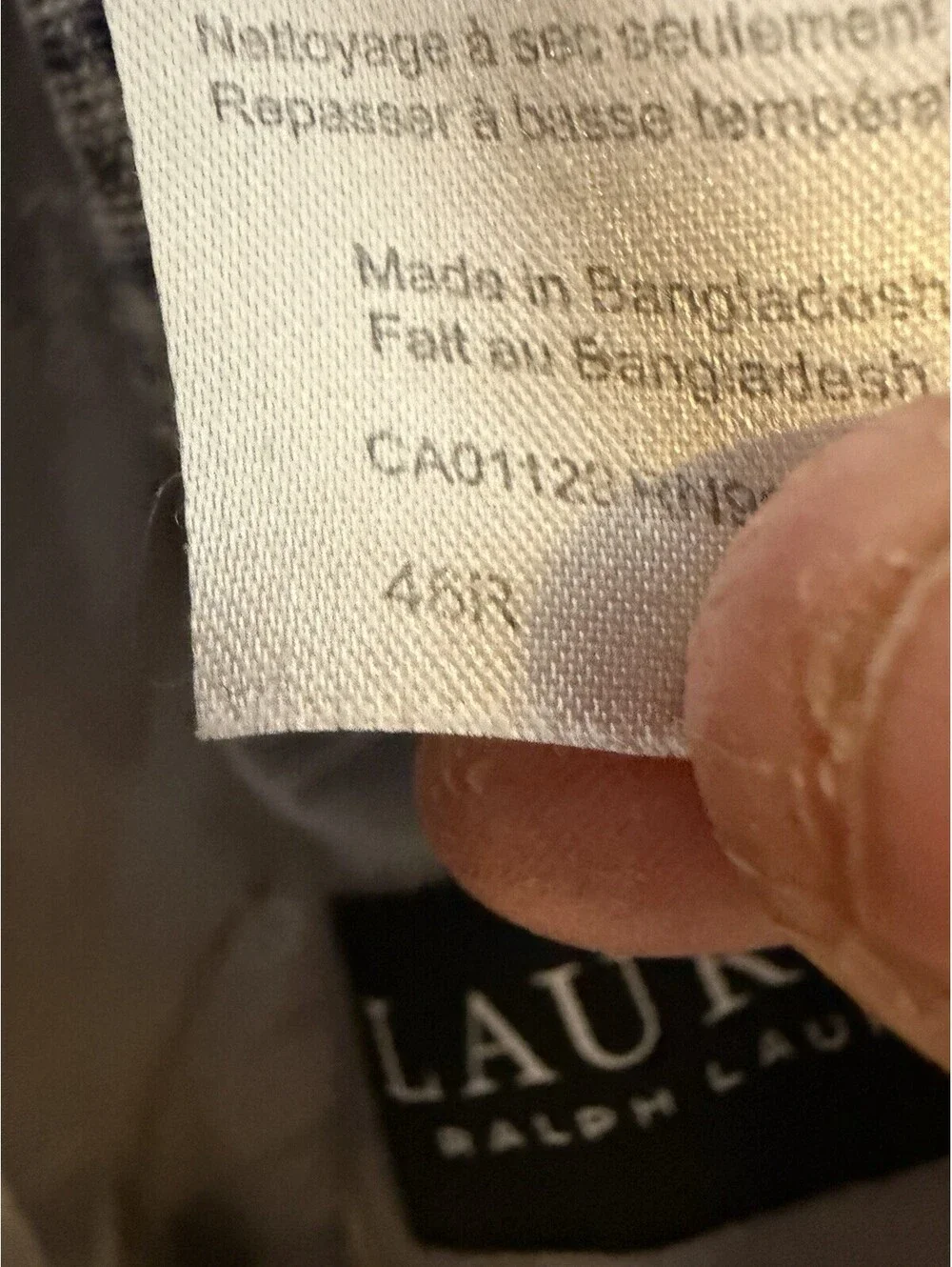 Lauren Ralph Lauren Blazer 46R Grey Blue Plaid Check Stretch Jacket Sport Coat